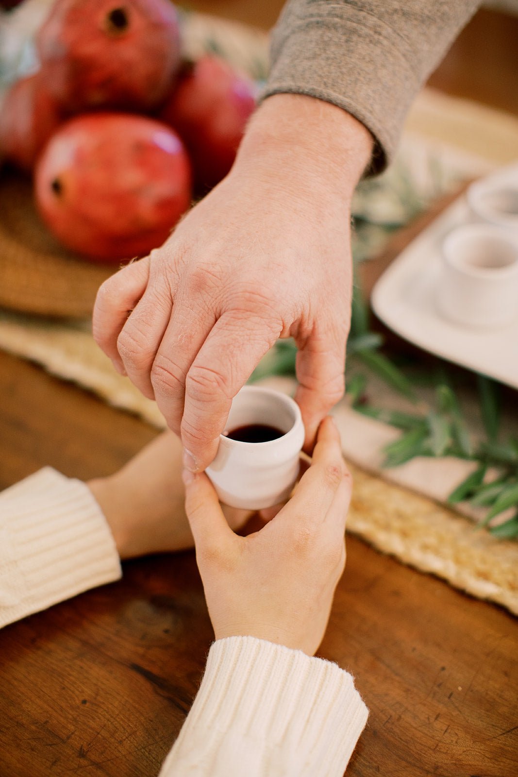off white ceramic home communion cups set